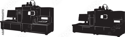 Benchtop Mass Spectrometer Laboratory Equipment Silhouette Scientific Analysis Instrument Vector