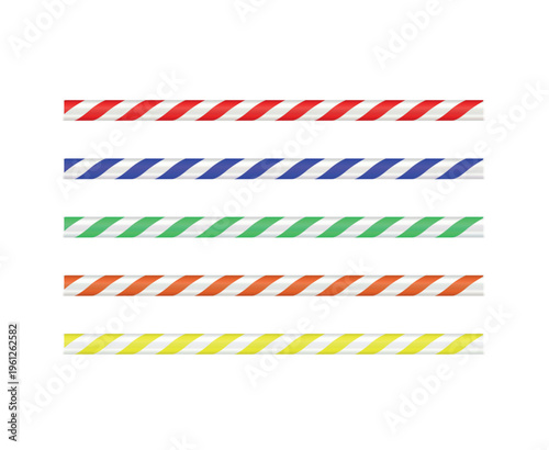 Realistic paper straw mock up template on isolated white background. Flexible bar liquid sucking accessories. Tubes for juice or soda. Vector illustration