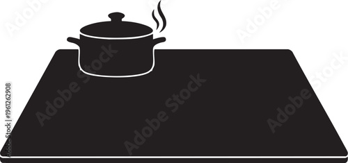 Silhouette of an Induction Cooktop with Steaming Pot