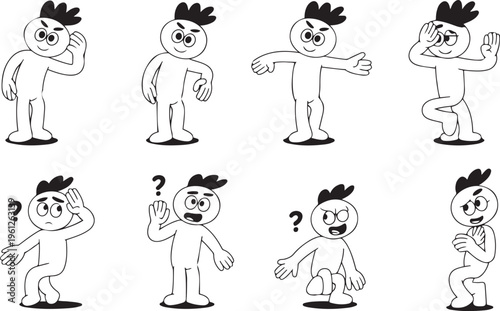 Animated character demonstrating various surprised and confused expressions