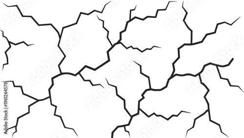 Black cracks on white background fractures wall cracks fractured surface broken ground