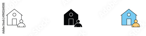 Home owner icon set. Real estate agent and residential property owner symbol. Vector Illustration.