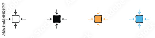 Shrink and compress icon set. Minimize and reduce scale interface symbol. Vector Illustration.