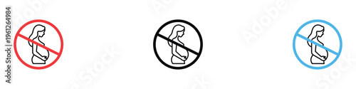 Warning sign for pregnant women not allowed. Pregnancy restriction and safety symbol. Vector Illustration.