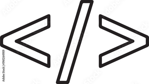 Programming code vector icon in black and white representing software development coding syntax web development and digital technology engineering concept
