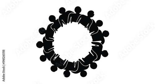 Diverse people standing in a circle together