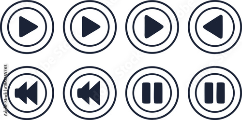 Player navigation play button pause button rewind button fast forward button