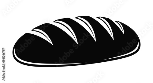 Black and white illustration of a loaf of bread simple silhouette