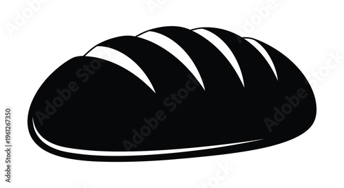 A black and white illustration of a loaf of bread silhouette