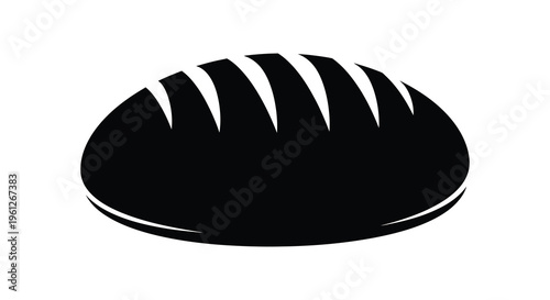 Simple black loaf of bread depicted in a stark silhouette
