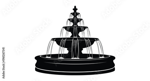 Elegant tiered fountain design a striking black silhouette