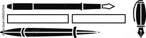 Black and white pen and nib with signature and autographs text fountain pen