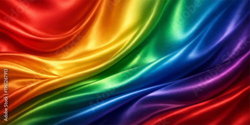 Abstract colorful red silk satin background with smooth flowing waves and soft fabric texture design