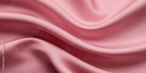 Red and pink silk satin fabric background with smooth flowing waves and soft luxury texture design