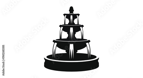 Elegant tiered fountain design a striking black silhouette