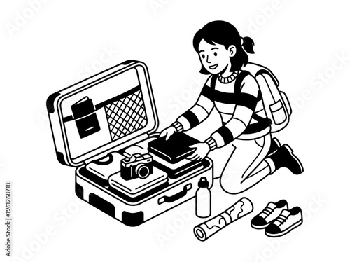 Office worker smiling at desk with plant and planner