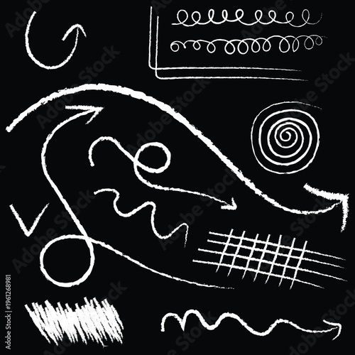 White abstract doodle silhouette on black background