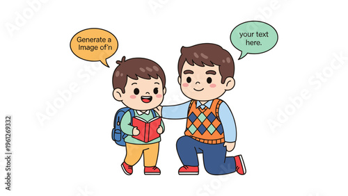 father and son bonding conversation flat design vector illustration