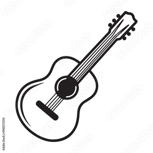 Minimal Line Art Acoustic Guitar Vector Illustration