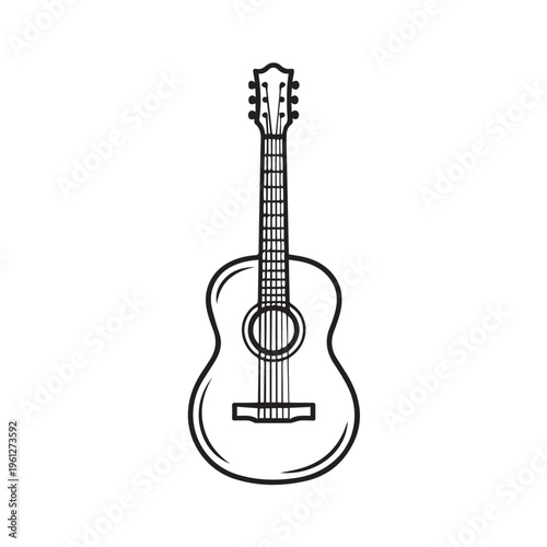 Minimal Line Art Acoustic Guitar Vector Illustration