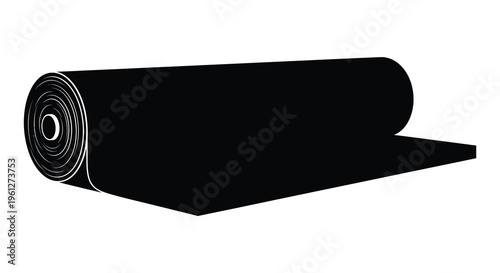 Rolled carpet displayed against a white background simple silhouette