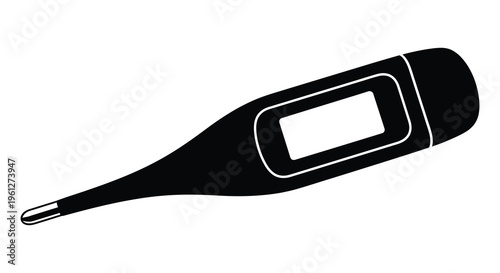 Simple black silhouette of a digital thermometer for medical use