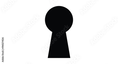 A stark black shape resembling a keyhole minimalist silhouette