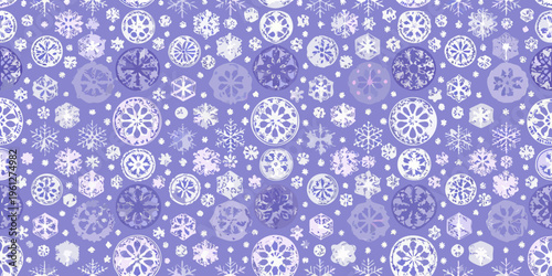 Intricate purple and white snowflake and oval pattern background