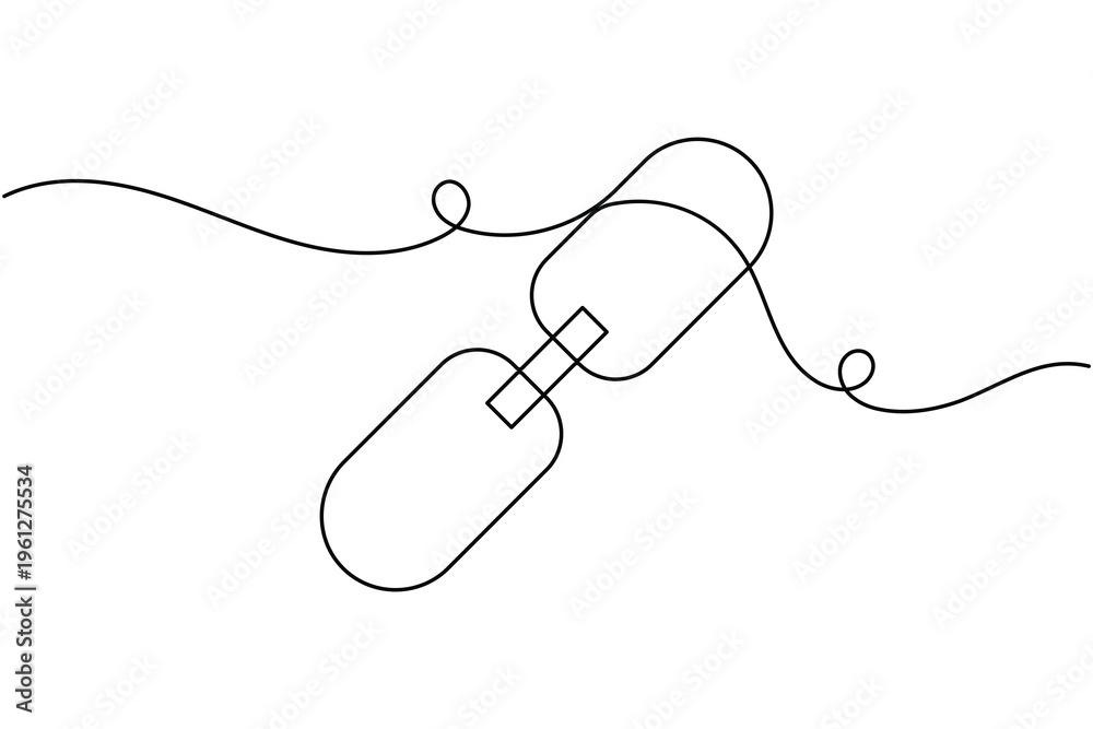 Obraz premium Digital connection chain link icon continuous one line art single drawing on white background minimal join and networking symbol outline vector illustration