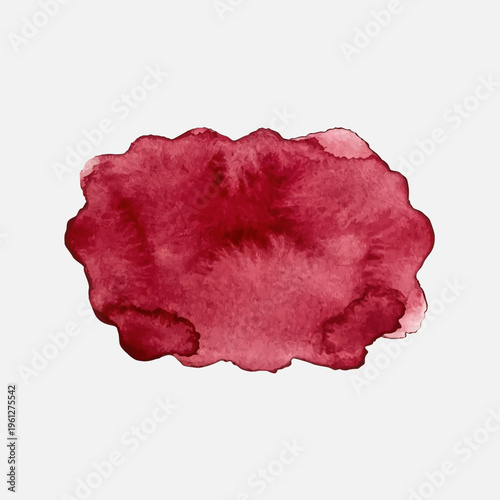 Red watercolor paint splash on white background. Abstract hand drawn ink blot for artistic design. Grunge texture stain for creative banner and invitation card decoration element.