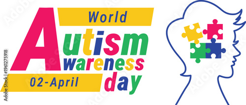 World Autism Awareness Day illustration with colorful puzzle pieces