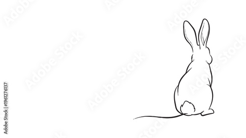 A minimalist single line drawing of a digital dslr camera isolated on a clean white background