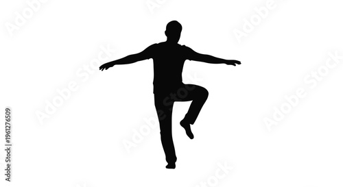 silhouette of man dancing alone isolated