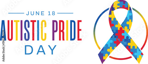 A vibrant awareness ribbon for Autistic Pride Day on June 18th