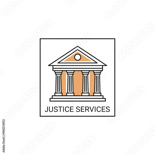 Justice services building logo illustration.