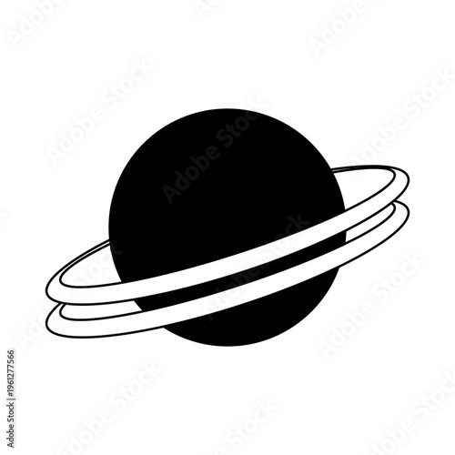 Space planet icon. Saturn ring Vector. Cosmic sphere symbol. Galaxy orbital object.