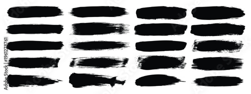 Collection of black brush strokes on white background