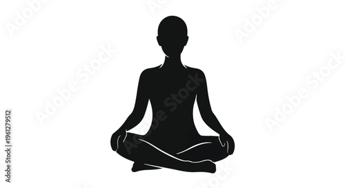 yoga silhouette, woman meditating, peaceful pose