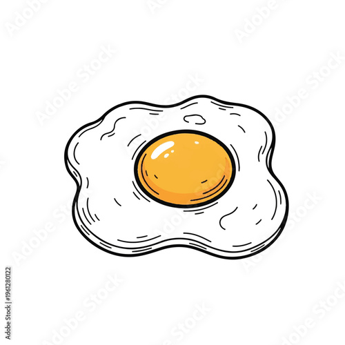 Whimsical cartoon fried egg with bright yolk and white, perfect for breakfast menus and foodie designs.