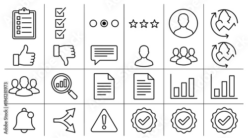 Set of 24 Outline User Interface Icons Vector