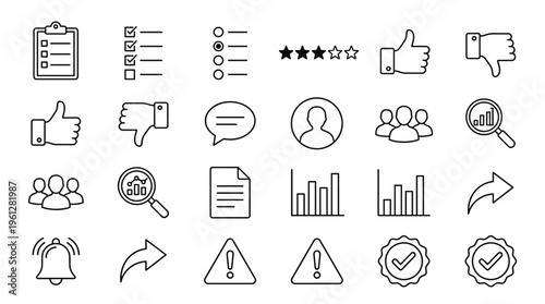 Set of 26 Black Outline User Interface Icons Vector