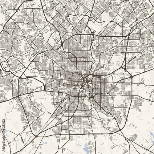 San Antonio City Map Sophisticated Geometric Urban Topography Featuring Meticulous Linework and Balanced Composition in a Timeless Minimalist Scandinavian Blueprint Aesthetic for Home Gallery.