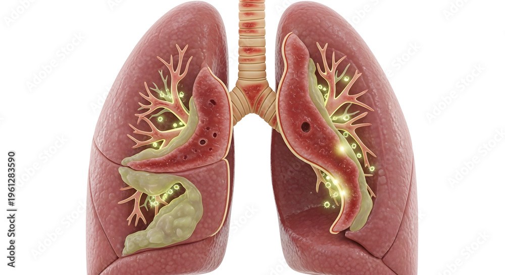 Fototapeta premium Illustration of the human lungs highlighting the bronchial tree and airways