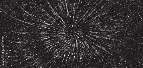 Circular starburst explosion texture. Distressed uneven grunge background. Abstract vector illustration. Overlay to create interesting effect and depth. Isolated on white background.