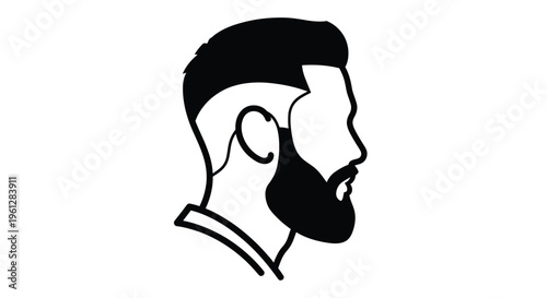 Low fade with taper haircut for men stylish side profile illustration