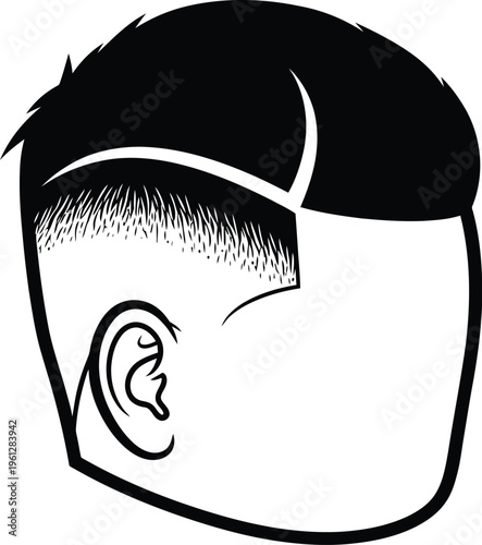 Low fade with taper haircut stylish men's grooming illustration