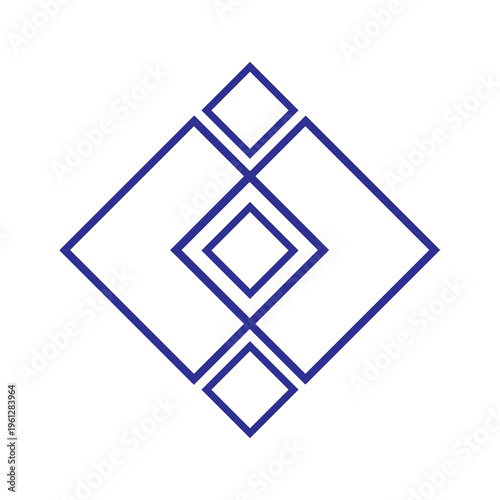 A blue geometric shape with multiple squares