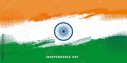 A vibrant illustration of the indian flag with textured brushstrokes