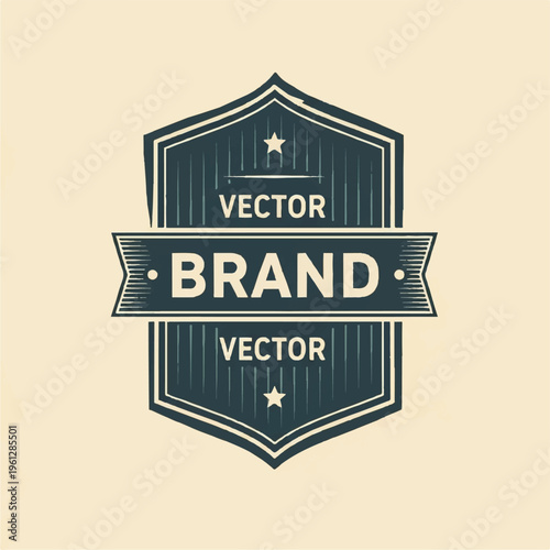 Vector Brand Shield Emblem Badge for Logo, Identity and Graphic Design.