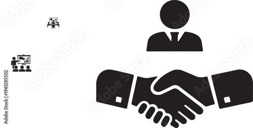 Business handshake icon partnership agreement deal trust cooperation silhouette vector design